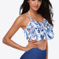 Two-Tone Ruffled Halter Neck Two-Piece Swimsuit