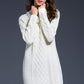 Full Size Mixed Knit Cowl Neck Dropped Shoulder Sweater Dress