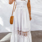 Buttoned Spliced Lace Spaghetti Strap Maxi Dress