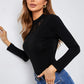 Mock Neck Lace Detail Long Sleeve Tee