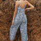 Printed Spaghetti Strap Low Back Jumpsuit
