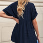 Notched Side Slit Cuffed Blouse
