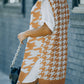 Houndstooth Side Slit Ribbed Sweater Vest Dress