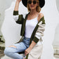 Color Block Ribbed Trim Open Front Cardigan