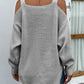 Rib-Knit Slit Cold-Shouder Sweater