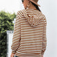Horizontal Stripe Raglan Sleeve Hoodie