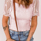 Smocked Spliced Lace Frill Trim Top