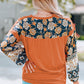 Floral Drop Shoulder Round Neck Top