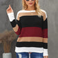 Color Block Drawstring Knit Top