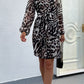 Leopard Surplice Balloon Sleeve Dress