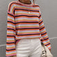 Multicolored Stripe Drop Shoulder Round Neck Sweater