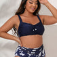 Plus Size Printed Gathered Detail Bikini Set