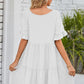 V-Neck Flounce Sleeve Tiered Dress