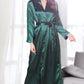 Spliced Lace Tie Waist Satin Robe