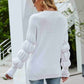 Bubble Sleeve Rib-Knit Sweater