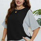 Plus Size Striped Round Neck Half Sleeve Top