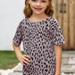 Girls Leopard Dropped Shoulder Tee