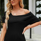 Asymmetrical Neck Rib-Knit Top