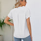 Pom-Pom Trim Petal Sleeve Notched Neck Top