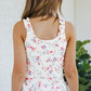 Floral Ruffle Strap Ribbed Tank