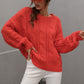 Cable-Knit Openwork Round Neck Sweater