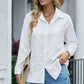 Textured Side Slit Long Sleeve Shirt
