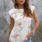 Printed Capped Sleeve Round Neck Top