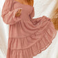 Smocked Long Flounce Sleeve Tiered Dress