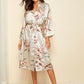 Floral Drop Shoulder Tie Waist Satin Robe