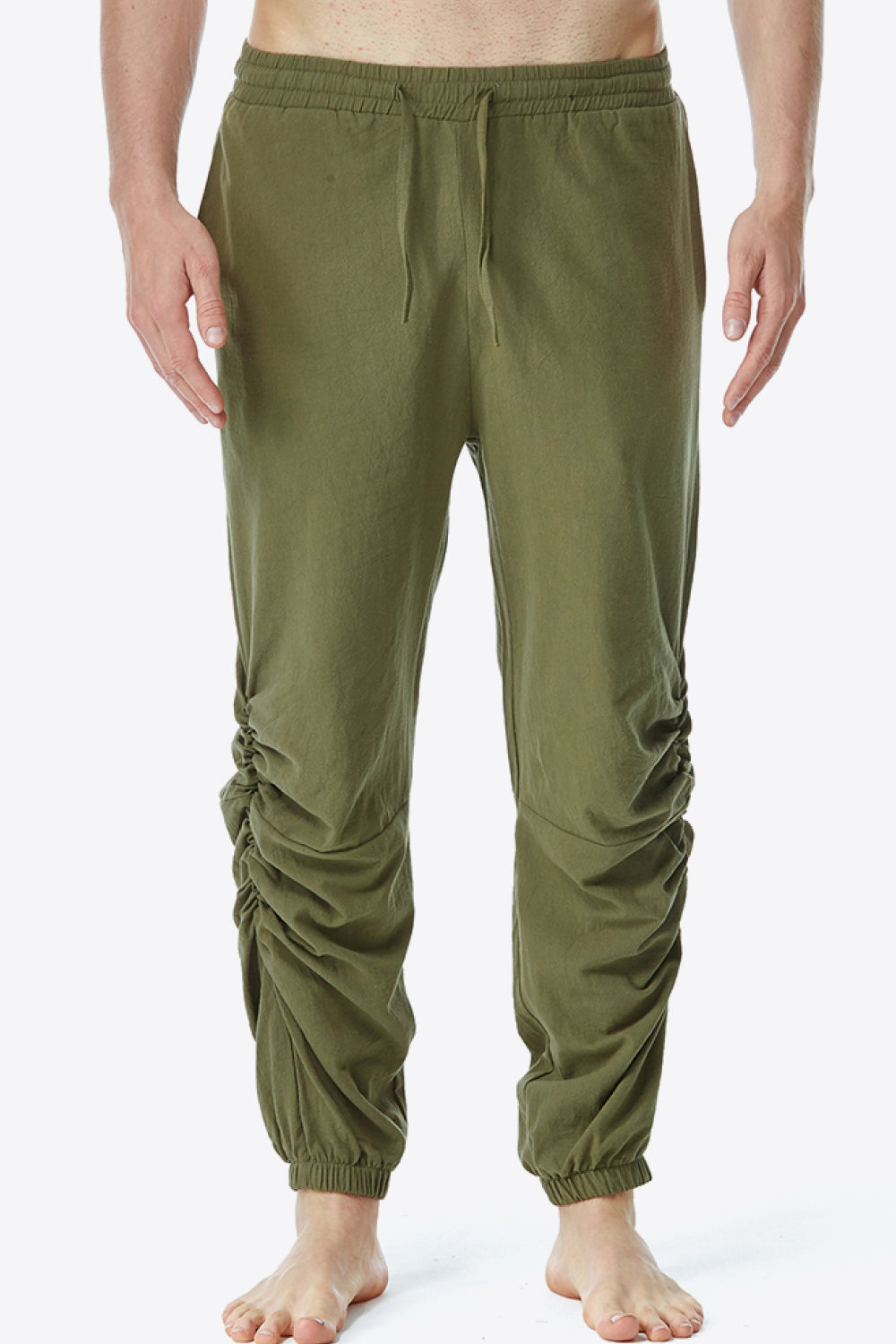 Full Size Ruched Drawstring Waist Pants