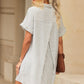 Full Size Striped Short Sleeve Shirt Dress