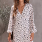 Printed Decorative Button Plunge Dress