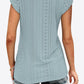 Eyelet Contrast V-Neck Tee