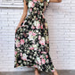 Floral Flutter Sleeve Tie-Waist Split Dress