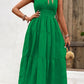 V-Neck Smocked Waist Sleeveless Tiered Dress