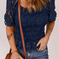 Lace Smocked Flounce Sleeve Blouse