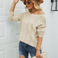 Scalloped Boat Neck Openwork Tunic Sweater
