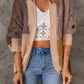 Color Block Cable-Knit Batwing Sleeve Cardigan
