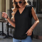 Ruffle Shoulder V-Neck Top