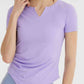 Notched Neck Short Sleeve Active Top