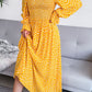 Printed Smocked Flounce Sleeve Maxi Dress