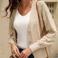 Button Front V-Neck Openwork Cardigan