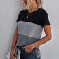 Color Block Side Slit Round Neck T-Shirt