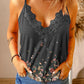 Floral Lace Trim Scalloped Plunge Cami