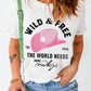 Slogan Graphic Cuffed Tee Round Neck Tee Shirt