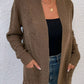 Ribbed Trim Longline Cardigan with Pockets