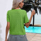 Cable-Knit Round Neck Short Sleeve Knit Top