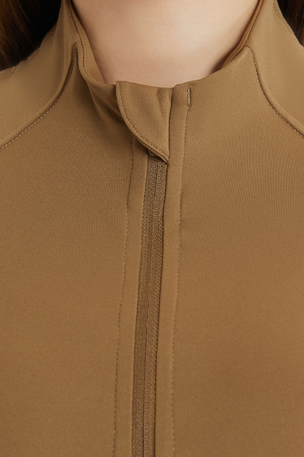 Zip Up Thumbhole Sleeve Sports Jacket with Pockets
