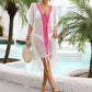 Contrast Fringe Trim Openwork Cover-Up Dress