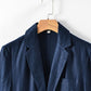 Buttoned Johnny Collar Long Sleeve Linen Blazer with Pockets